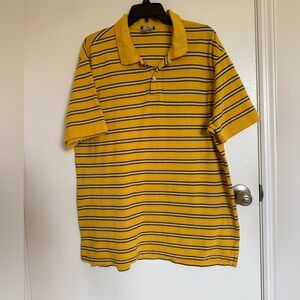 Old Navy Yellow and Black Striped Polo Shirt, L 🦋